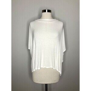 MISSGUIDED Top Women 6 Ribbed White Cross Cross Open Back Short Sleeve Oversized